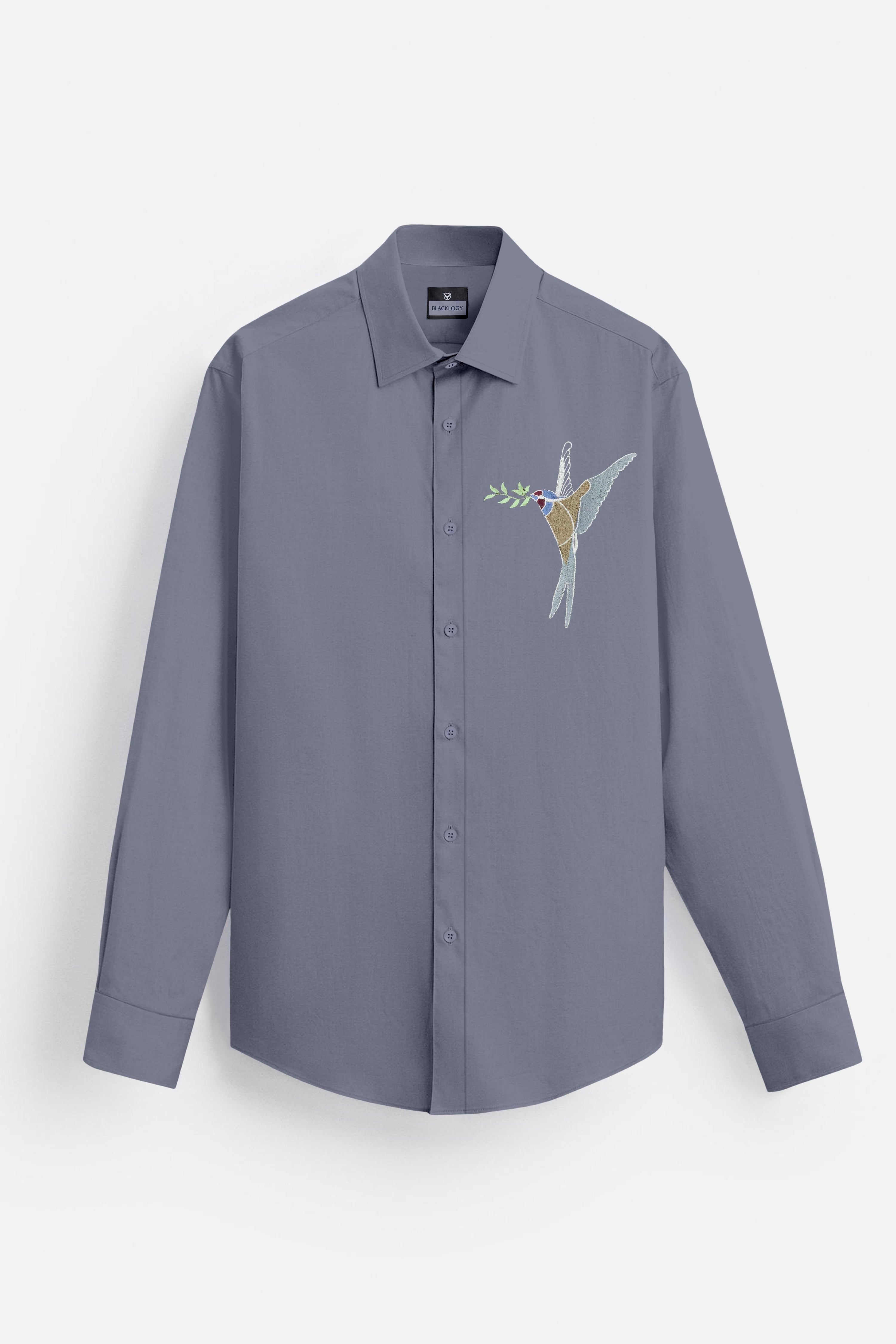 Embroidered bird motif
