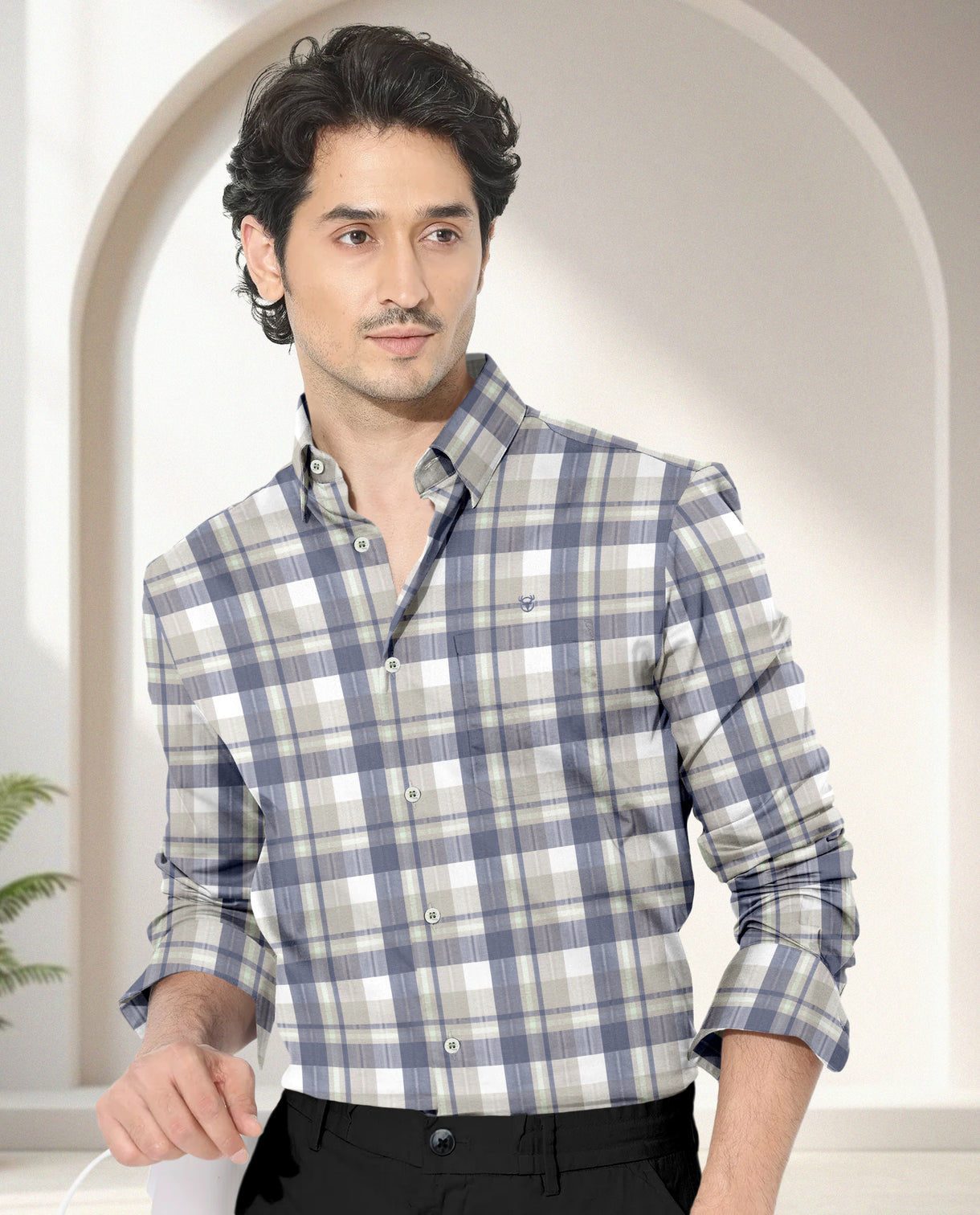 Blacklogy Men’s Premium Slim Fit Cotton Checkered Shirt | Full Sleeves | Stylish Casual & Party Wear Shirt with Pocket