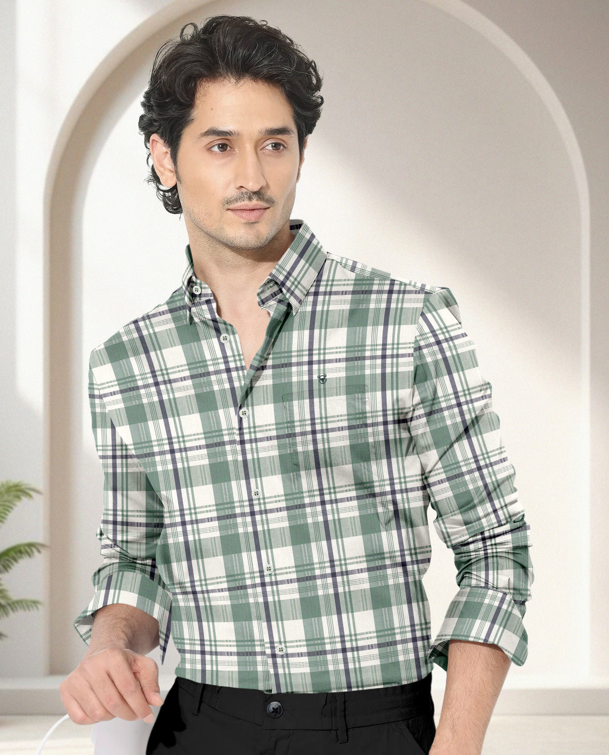 Blacklogy Men’s Premium Slim Fit Cotton Checkered Yellow and Green Shirt | Full Sleeves | Stylish Casual & Party Wear Shirt with Pocket