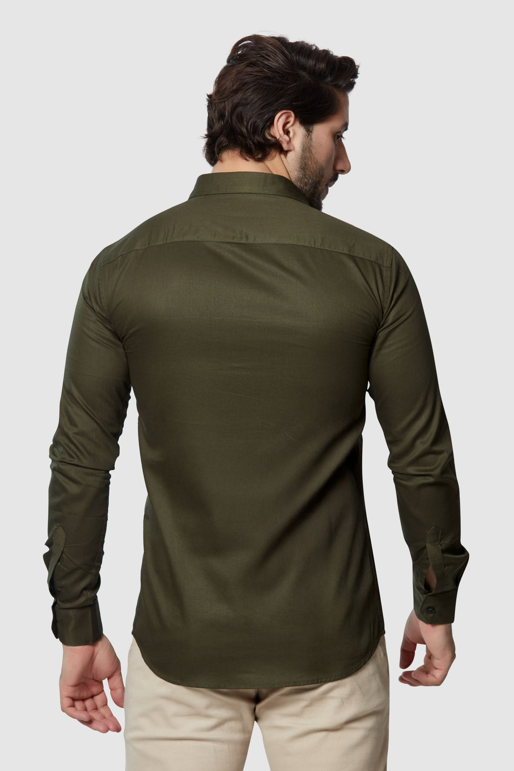 Olive Green Men's Solid Shirt