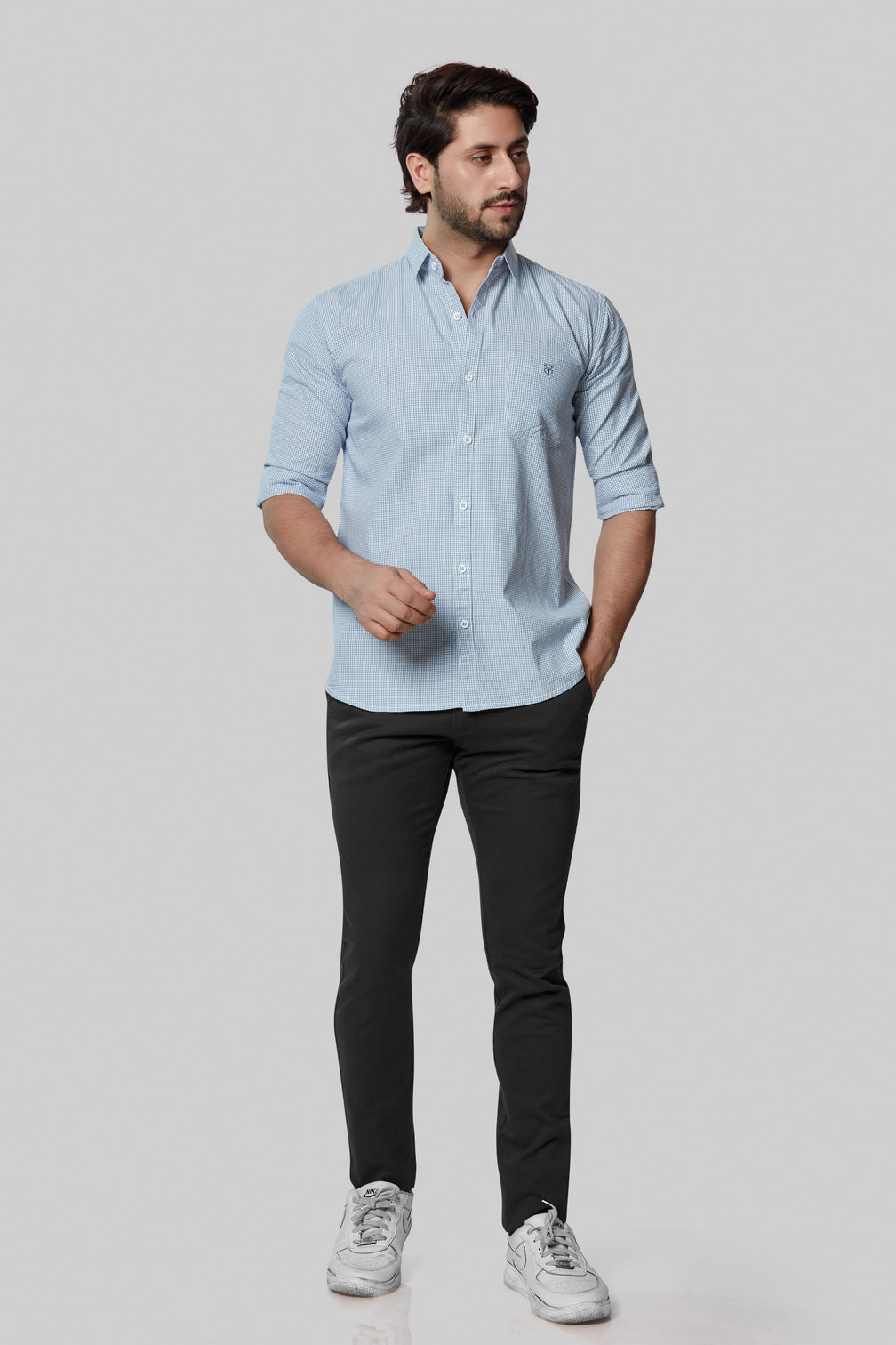 Classic Sky Blue Checkered Shirt