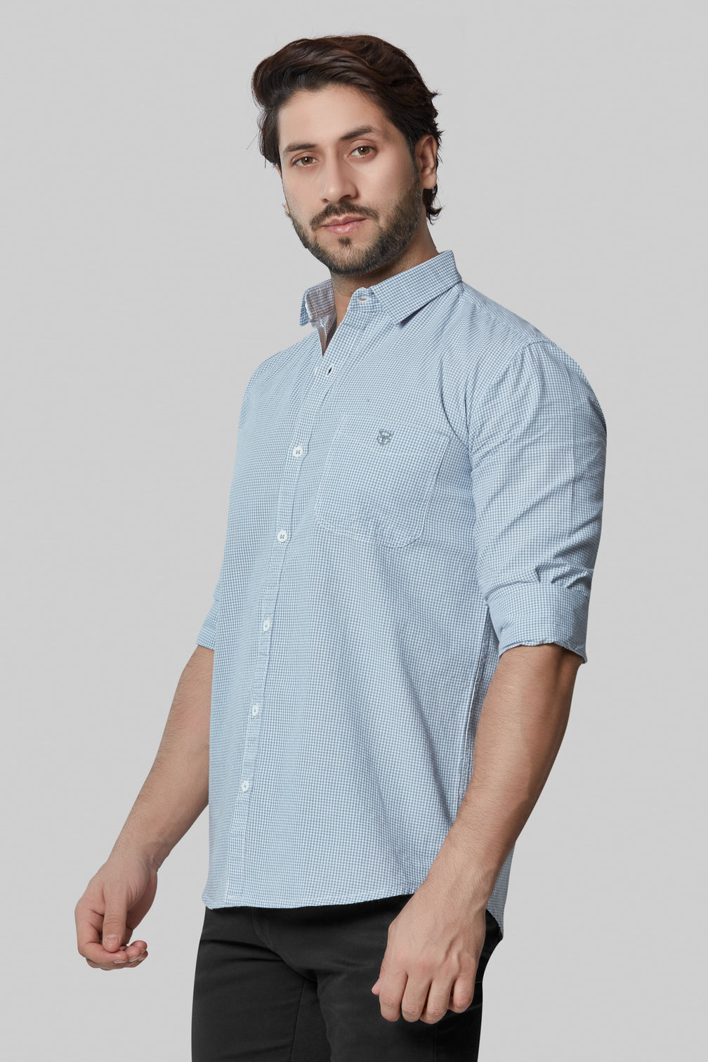 Classic Sky Blue Checkered Shirt