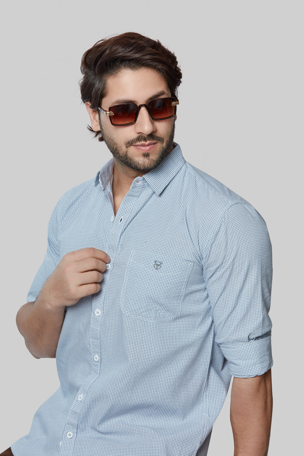 Classic Sky Blue Checkered Shirt