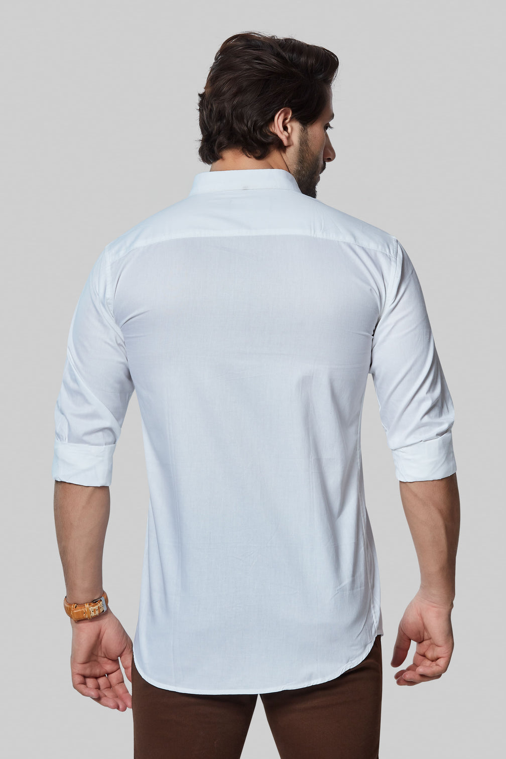 White Cotton Classic Shirt for Man's