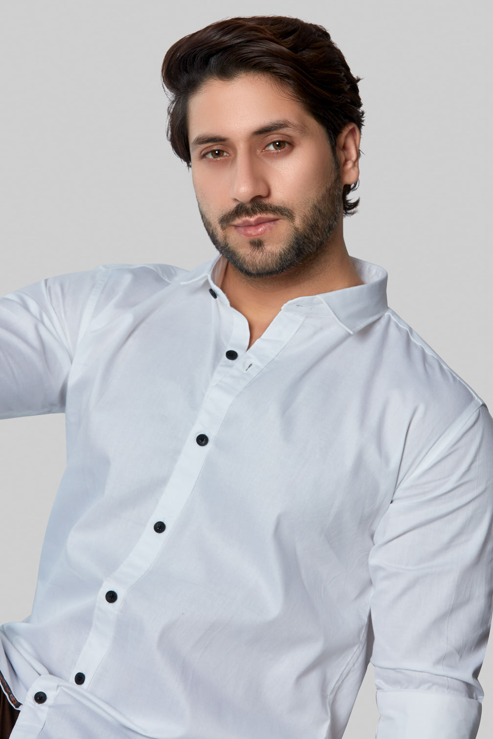 White Cotton Classic Shirt for Man's