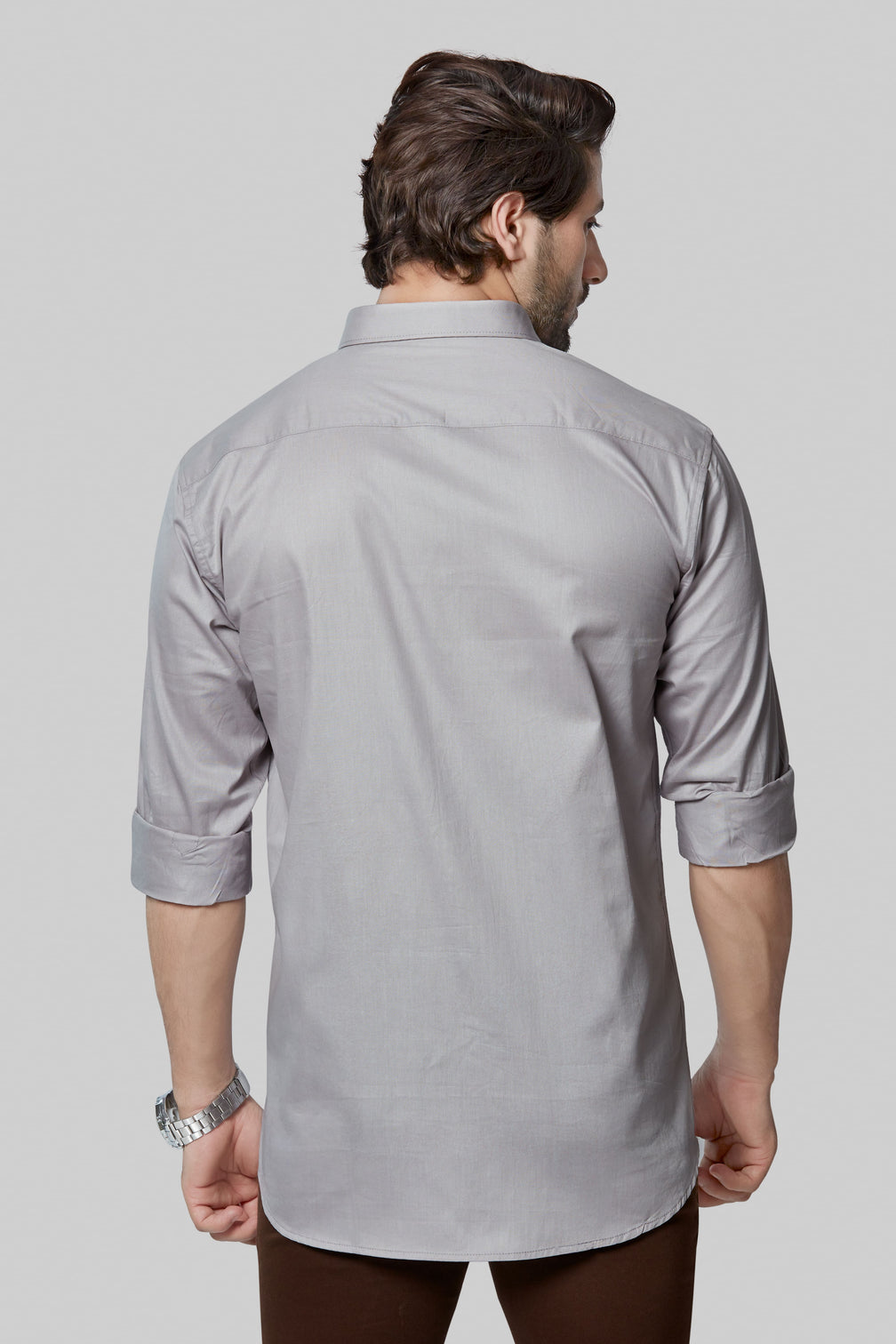 Modern Fit Grey Full Sleeve Shirt