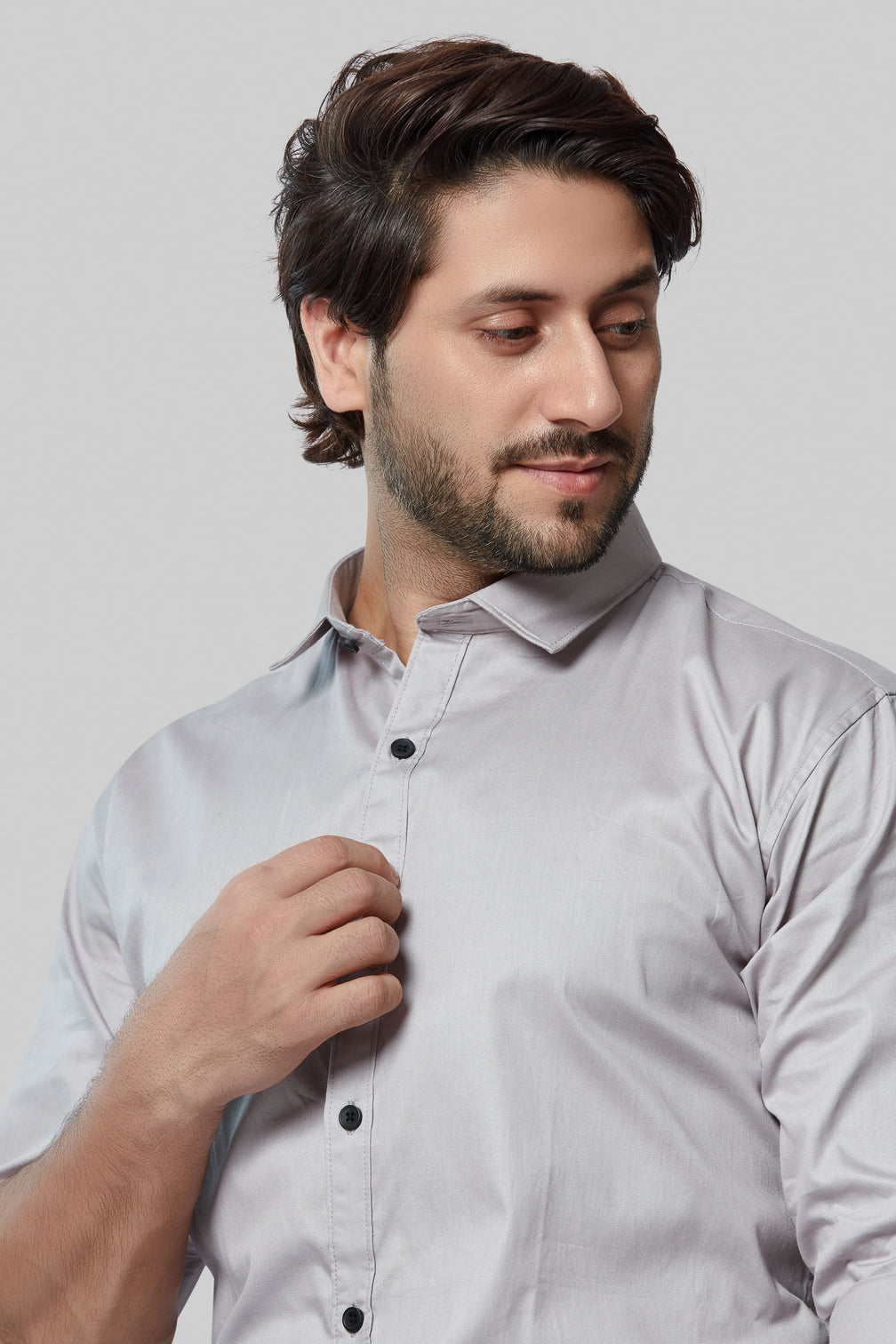 Modern Fit Grey Full Sleeve Shirt