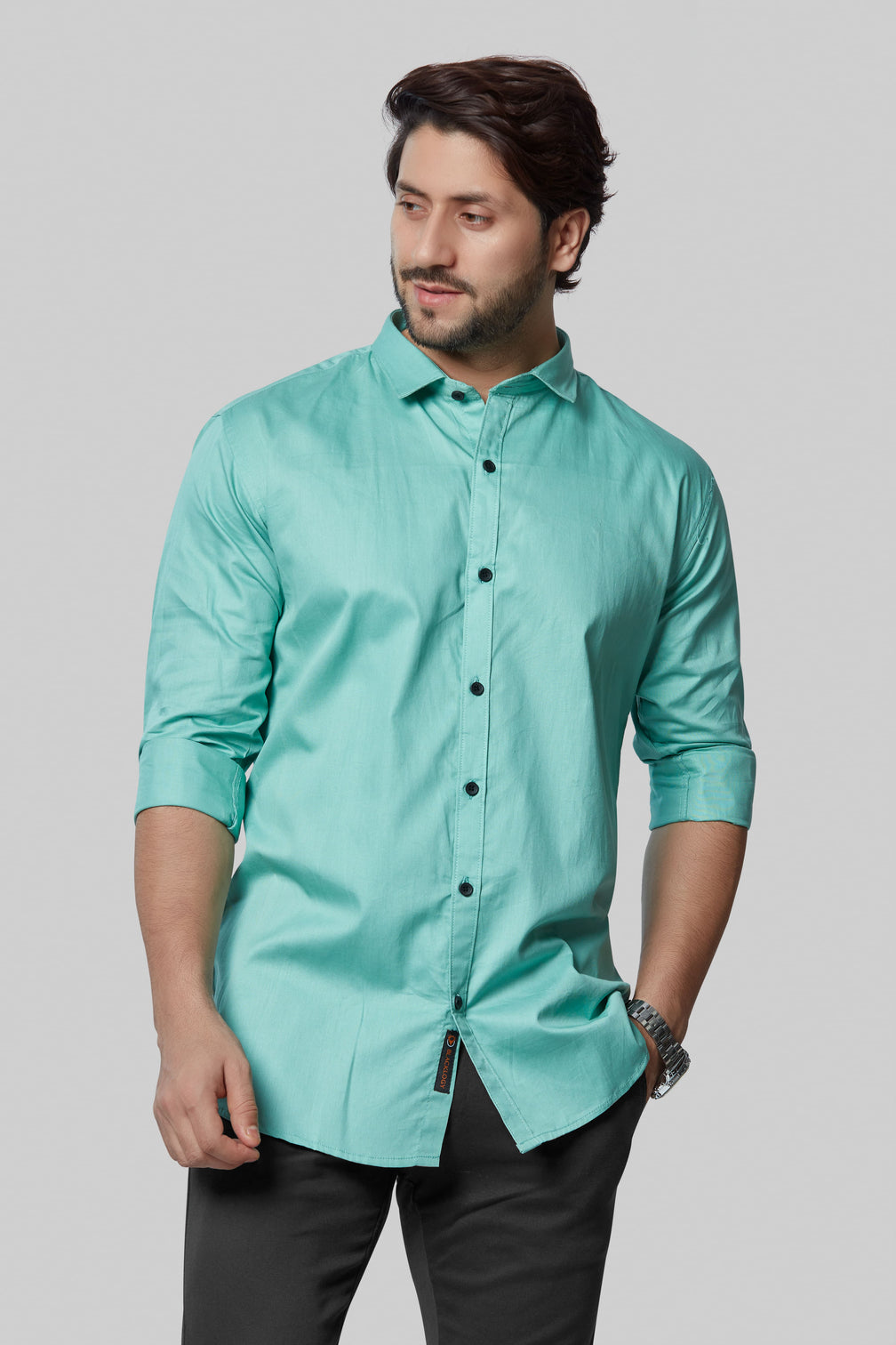 Soft Green Cotton Shirt for Man's
