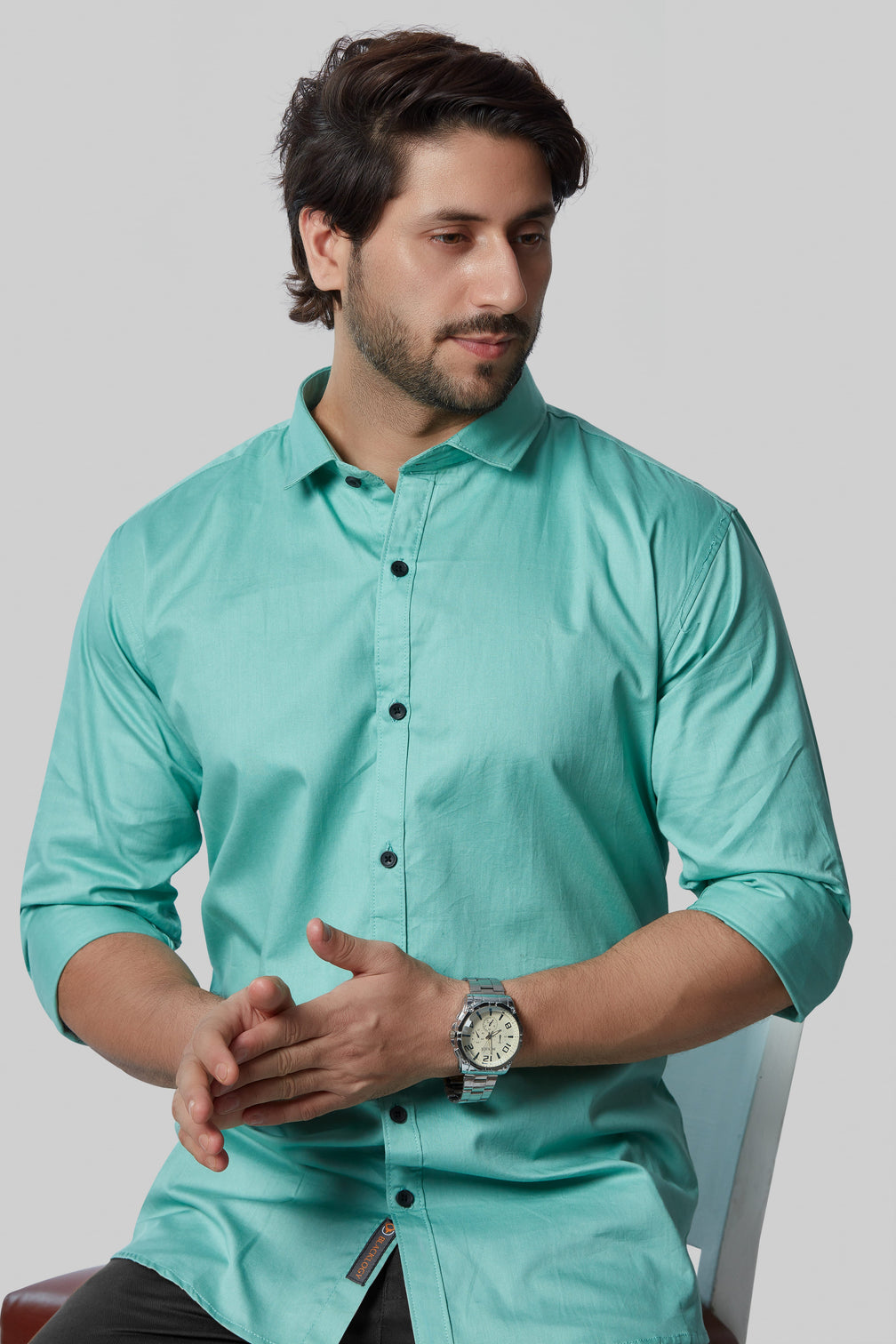 Soft Green Cotton Shirt for Man's