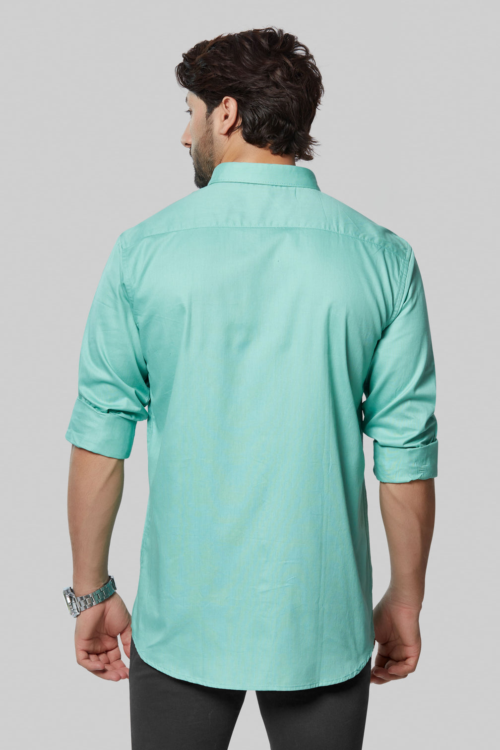 Soft Green Cotton Shirt for Man's