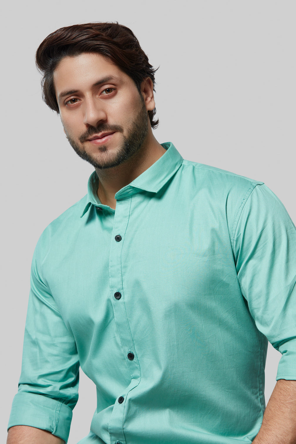 Soft Green Cotton Shirt for Man's