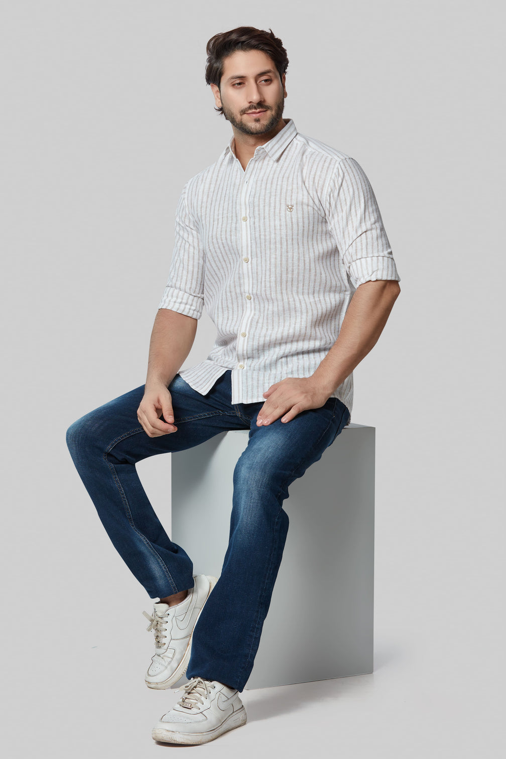 White Stripes Slim Fit Shirt
