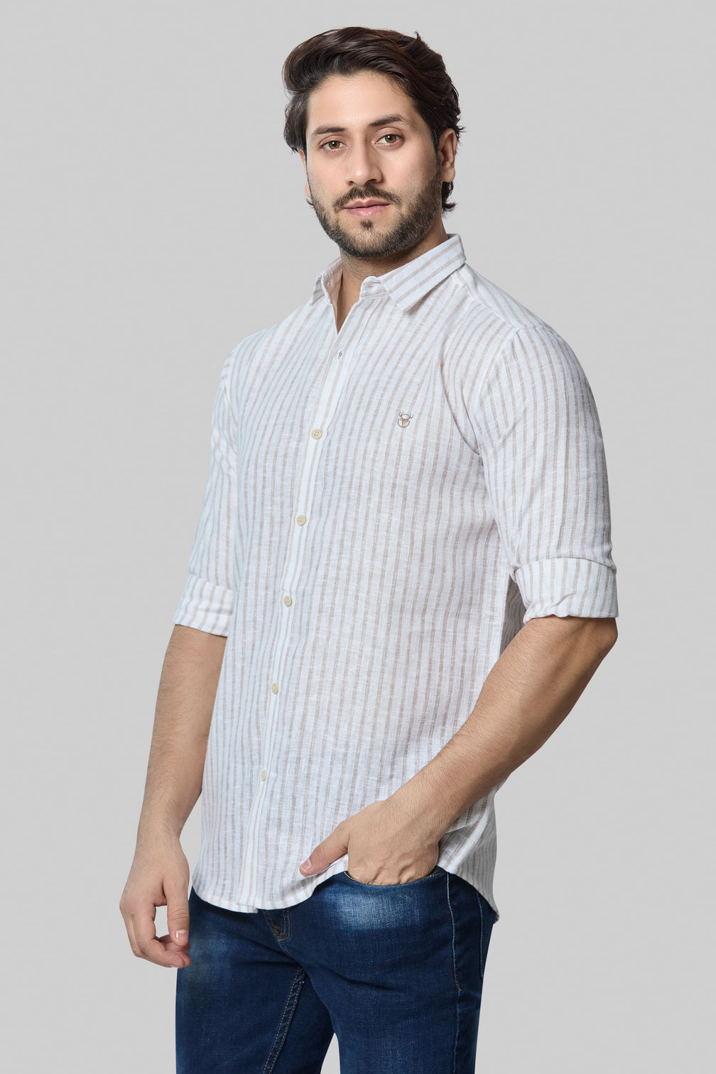 White Stripes Slim Fit Shirt