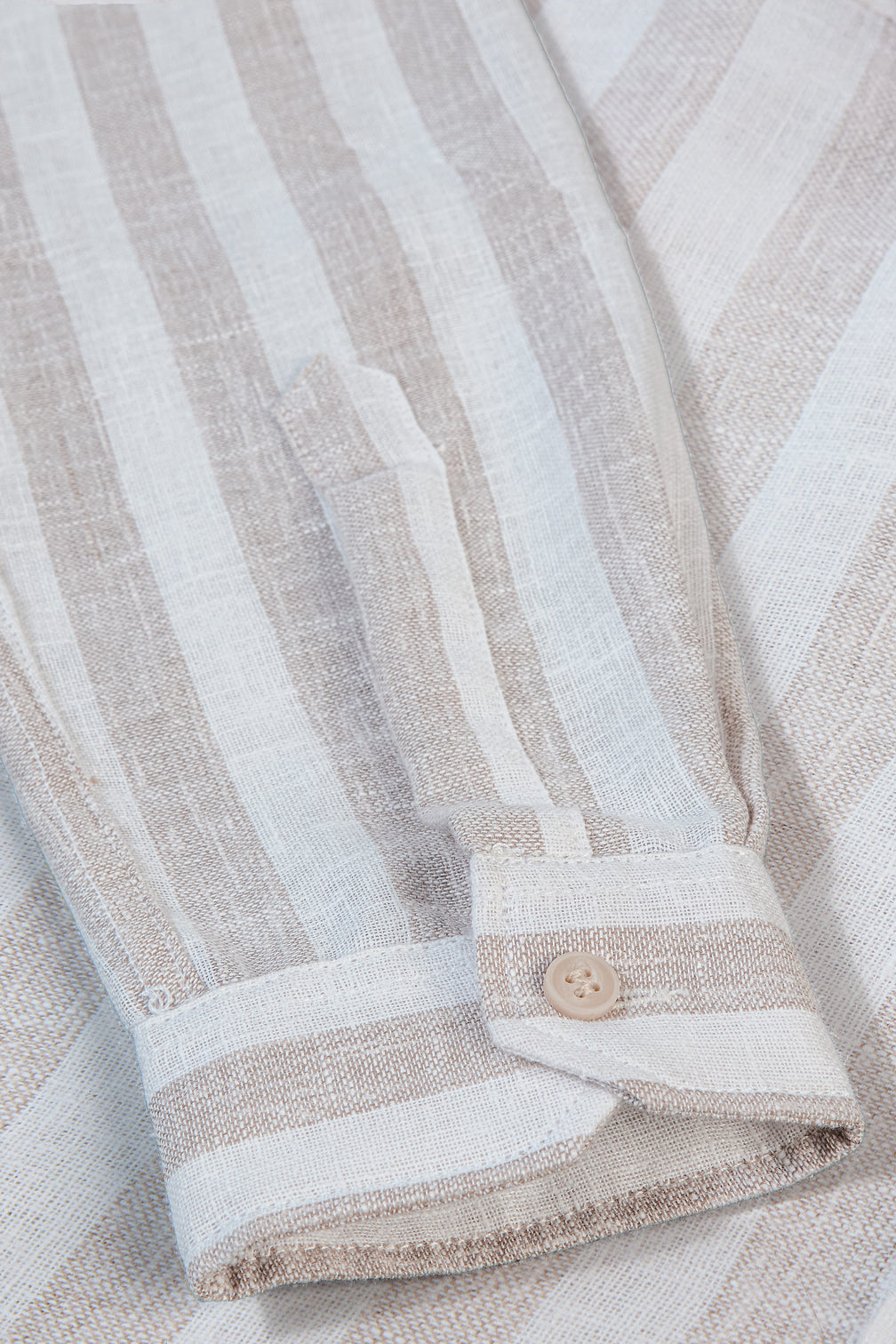 Brown Stripe Linen Shirt for Man's