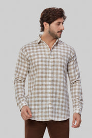 Casual Linen Gingham Shirt for Men's