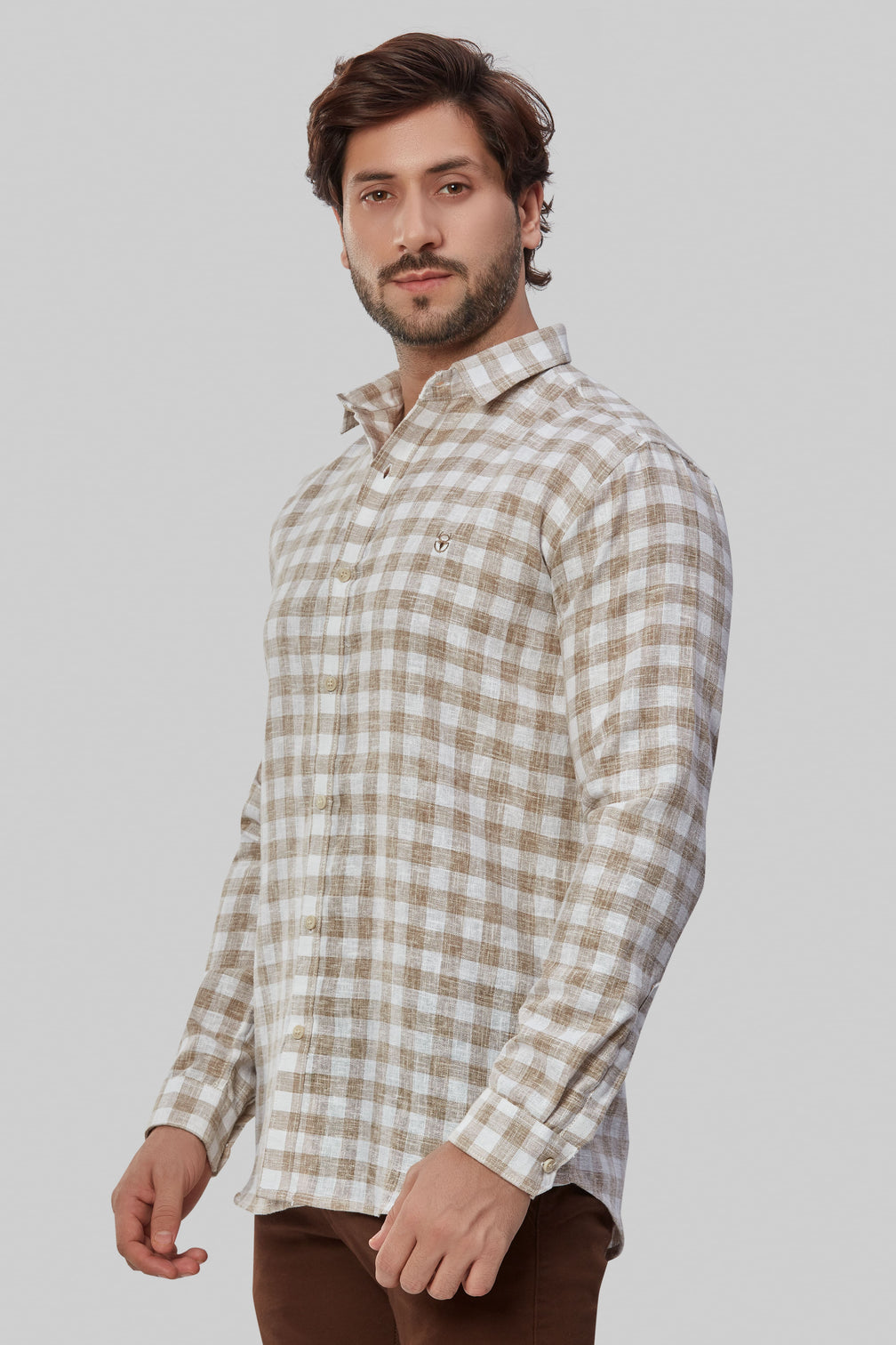 Casual Linen Gingham Shirt for Men's
