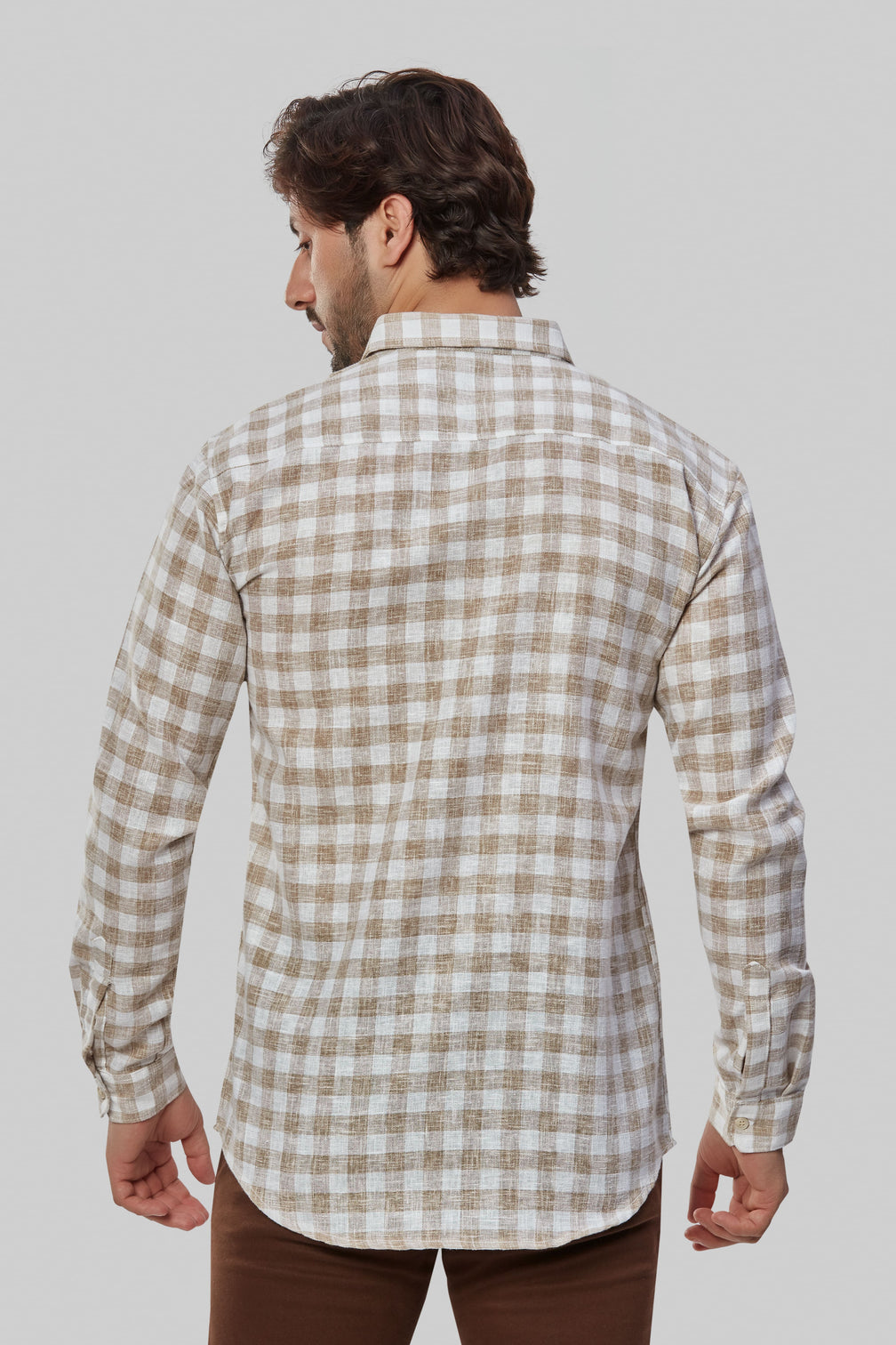 Casual Linen Gingham Shirt for Men's