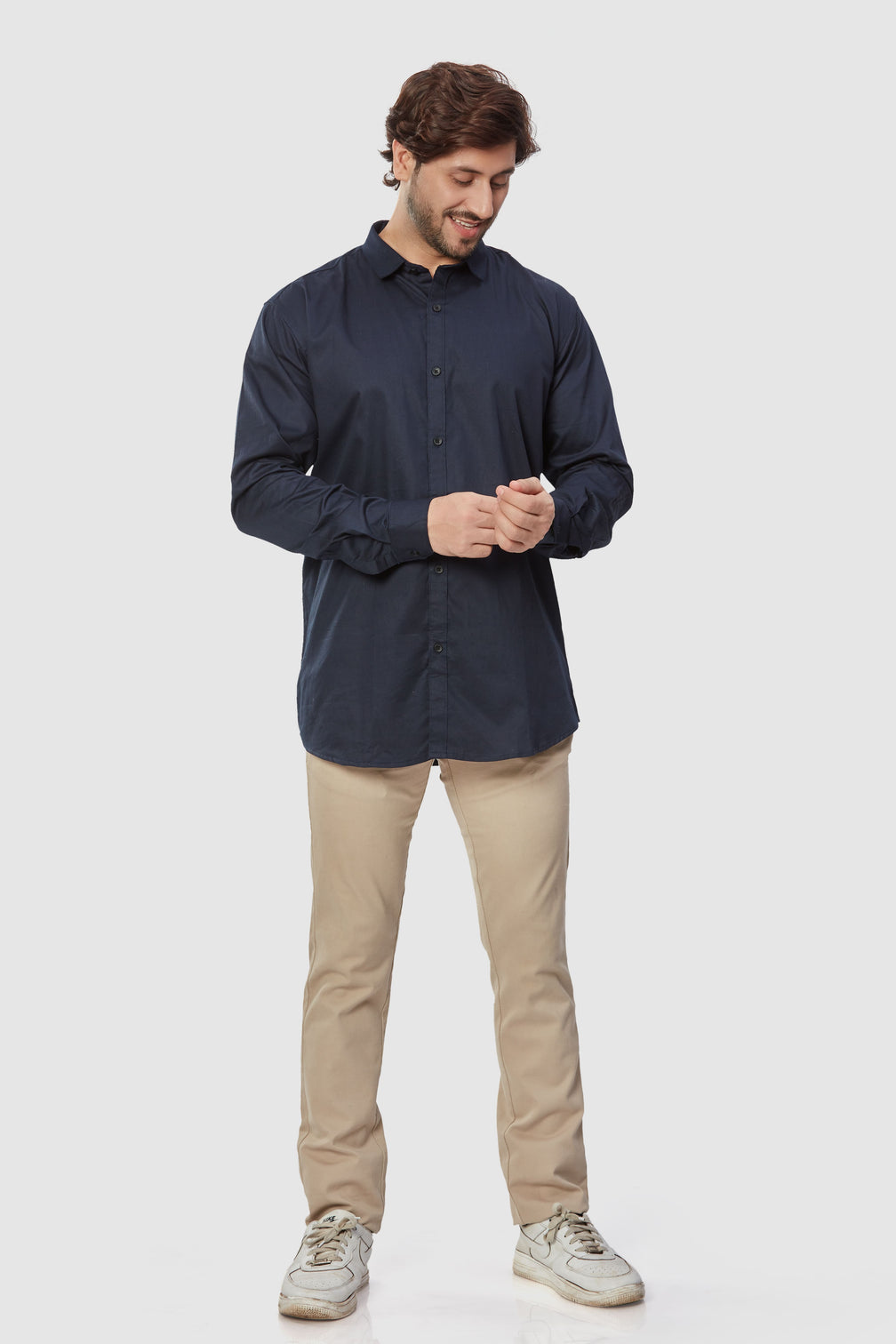 Men's Cotton Dark Blue Slim Fit Shirt
