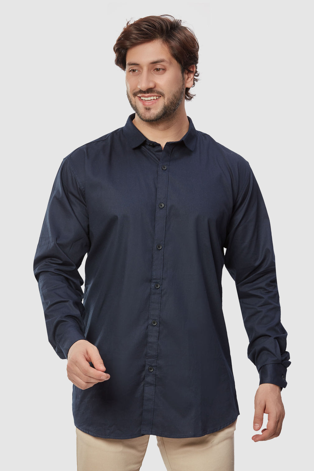 Men's Cotton Dark Blue Slim Fit Shirt