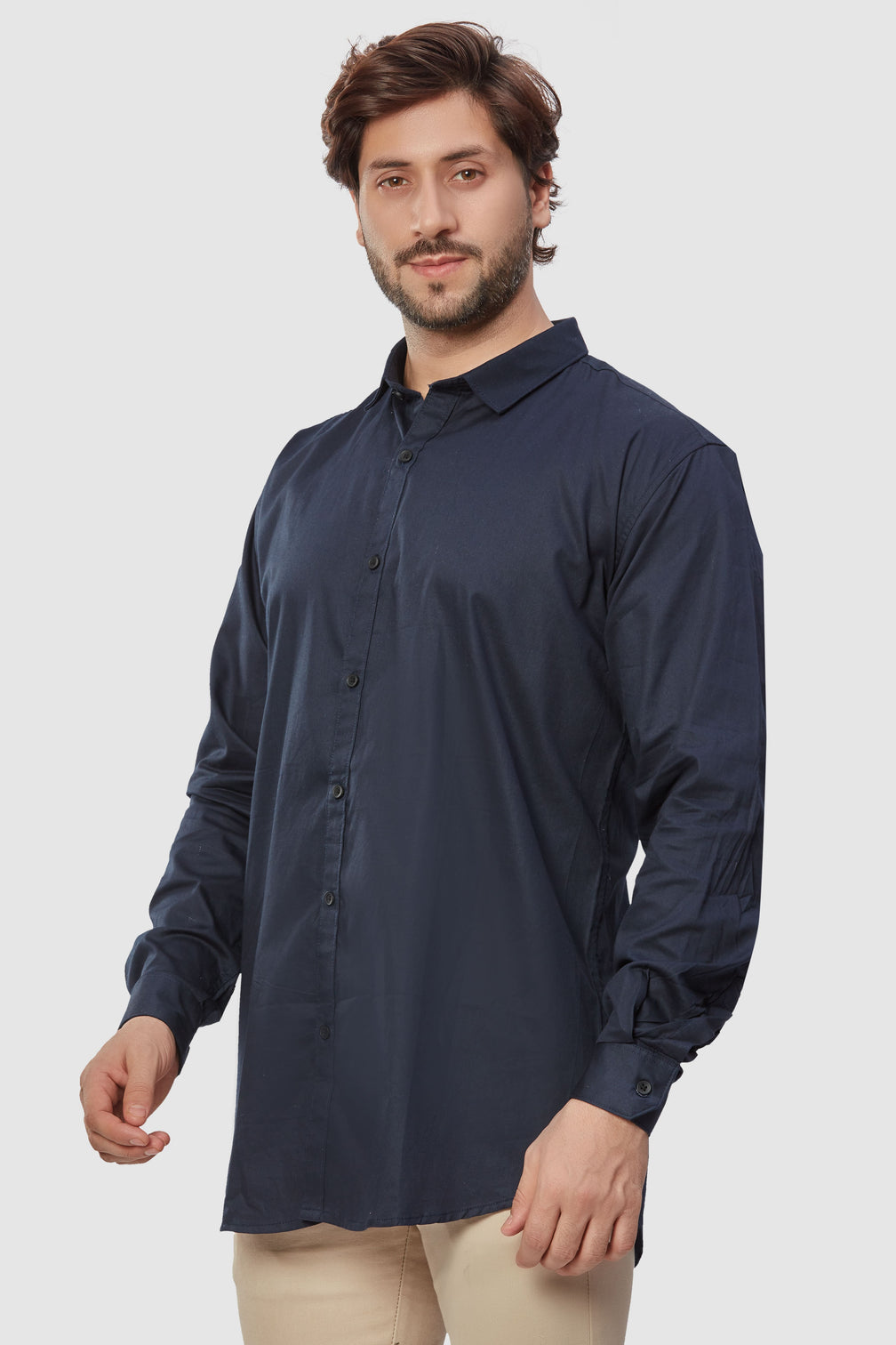 Men's Cotton Dark Blue Slim Fit Shirt