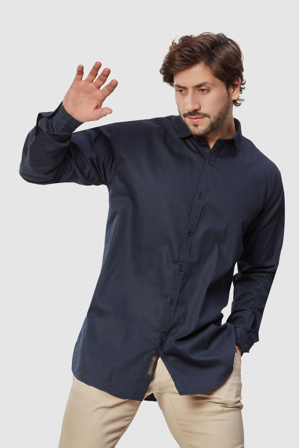 Men's Cotton Dark Blue Slim Fit Shirt