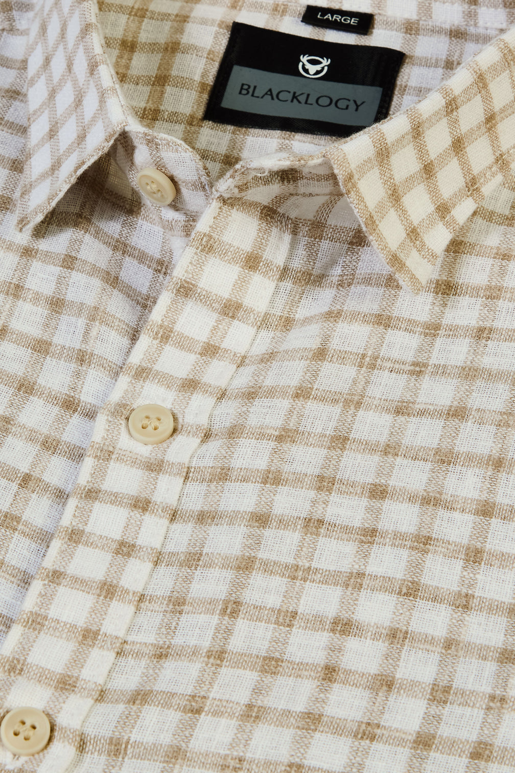 Beige and White Checked Shirt