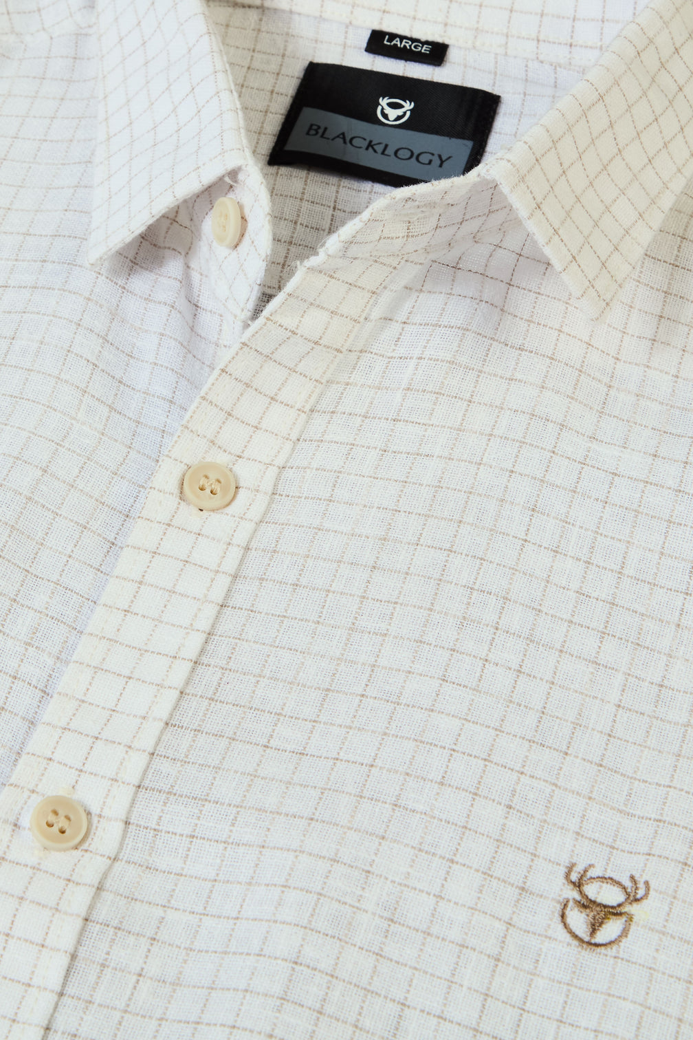 Men's Beige Small Checkered Shirt