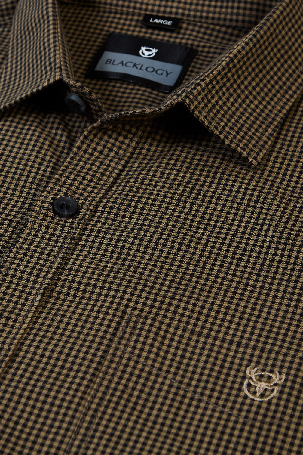 Brown Small Checked Shirt - Men's Regular Fit