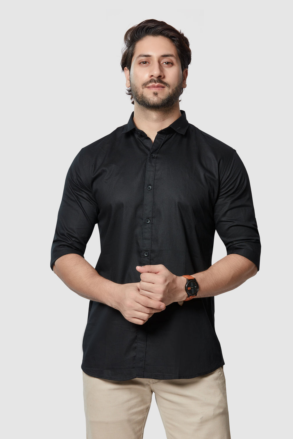Men's Black Cotton Shirt