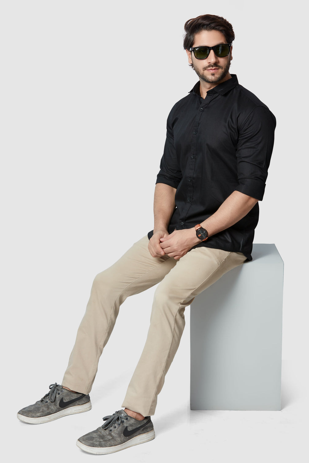 Men's Black Cotton Shirt