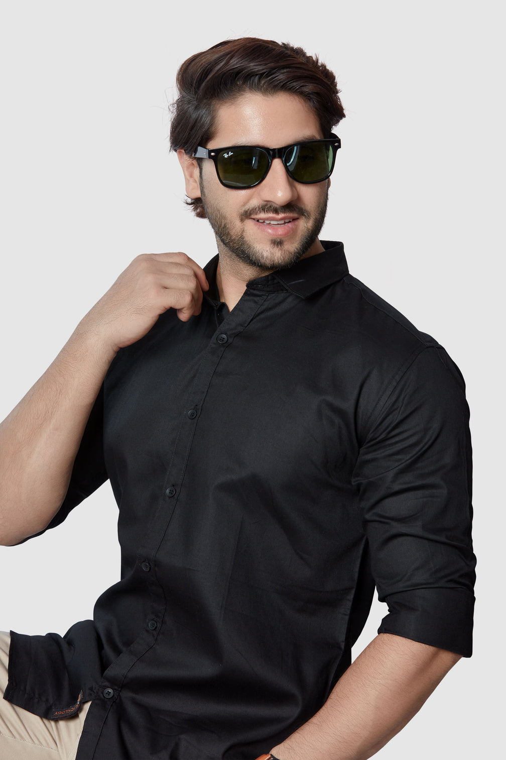 Men's Black Cotton Shirt