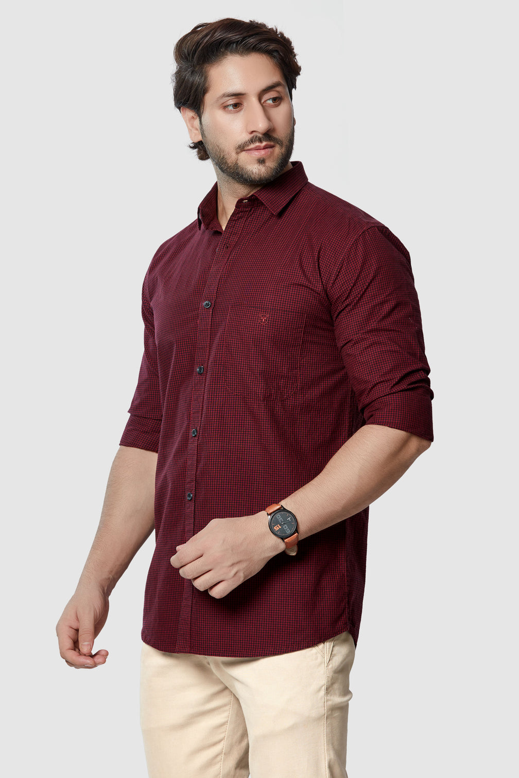 Maroon Checkered Shirt for Men's