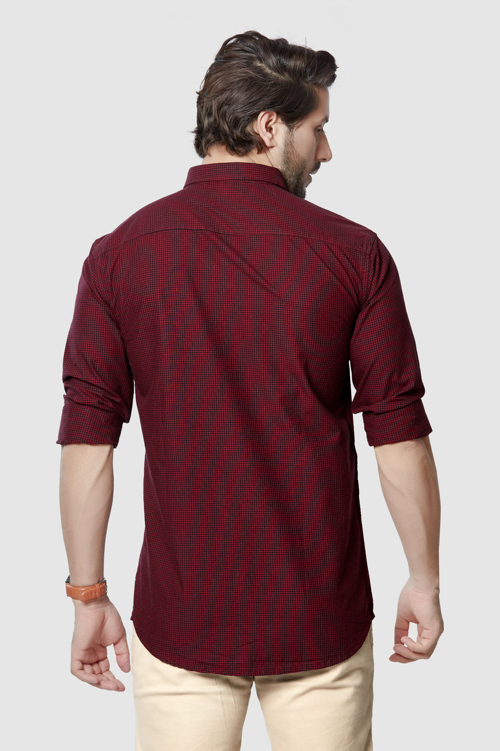Maroon Checkered Shirt for Men's