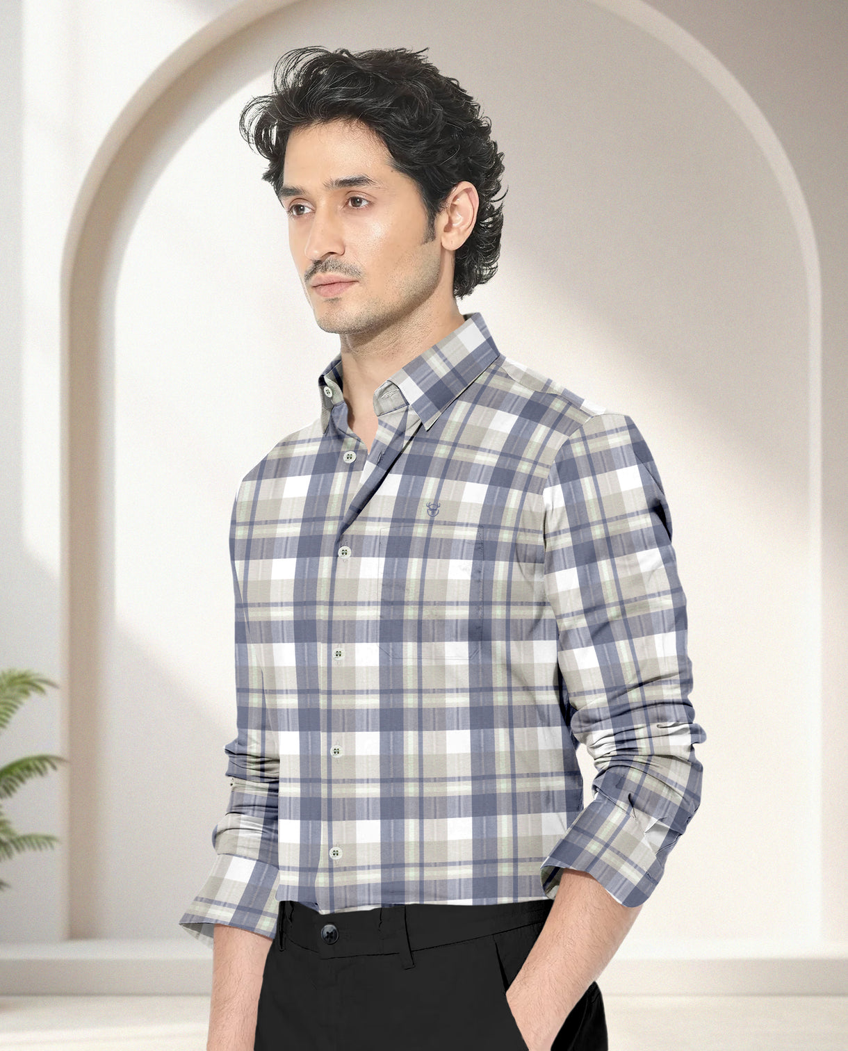 Blacklogy Men’s Premium Slim Fit Cotton Checkered Shirt | Full Sleeves | Stylish Casual & Party Wear Shirt with Pocket