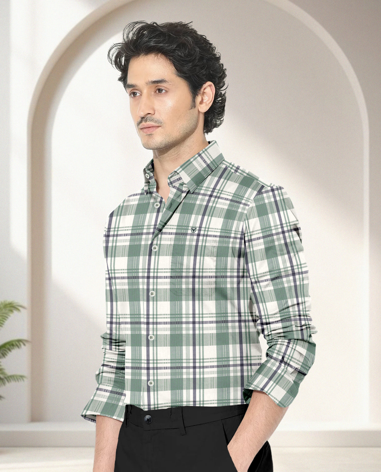 Blacklogy Men’s Premium Slim Fit Cotton Checkered Yellow and Green Shirt | Full Sleeves | Stylish Casual & Party Wear Shirt with Pocket