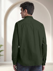 Blacklogy Men's Premium Cotton Light Green Double Pocket Full Sleeve Shirt