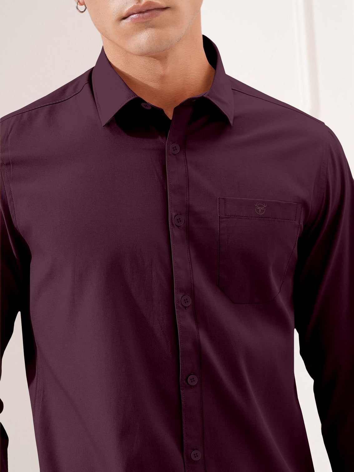 Blacklogy Men's Premium Oxford Cotton Wine Double Pocket Full Sleeve Slim Fit Shirt with One Pocket