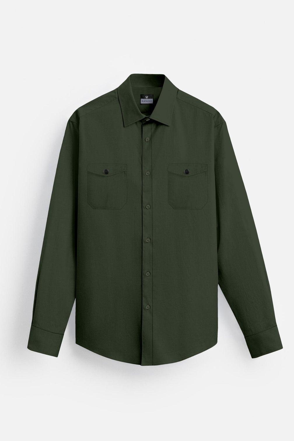Blacklogy Men's Premium Cotton Light Green Double Pocket Full Sleeve Shirt