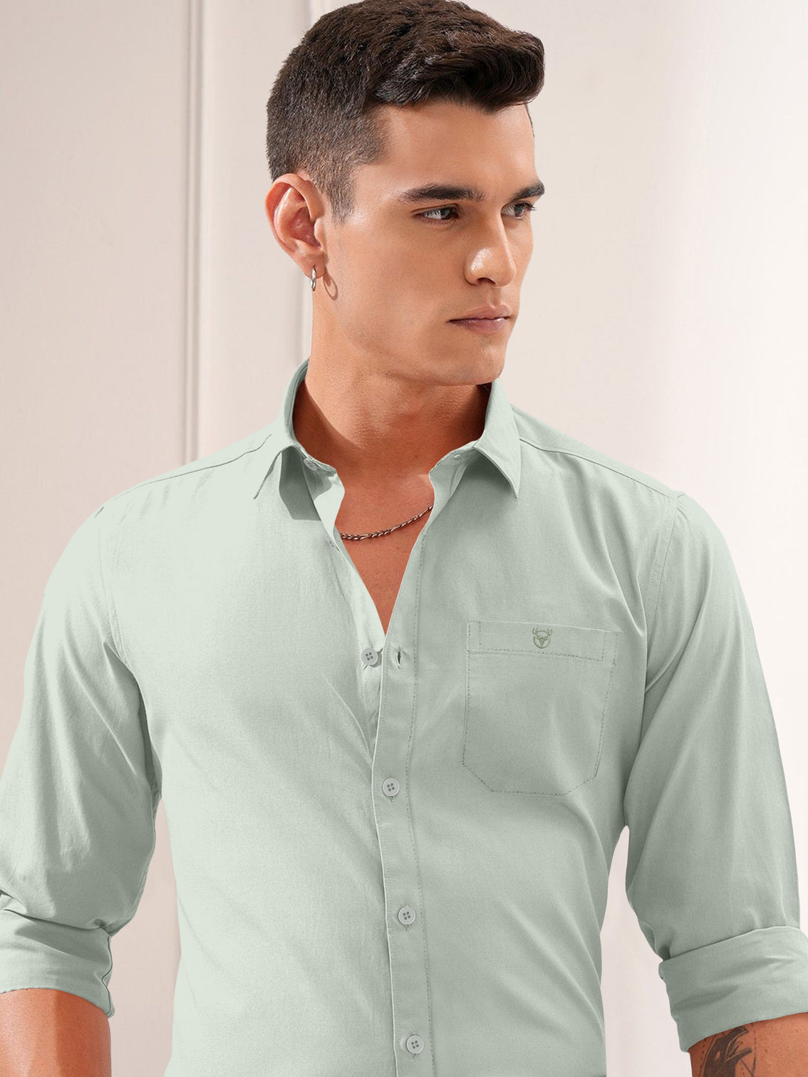 Blacklogy Men's Premium plain Oxford Cotton Pista Full Sleeve Slim Fit Shirt with One Pocket