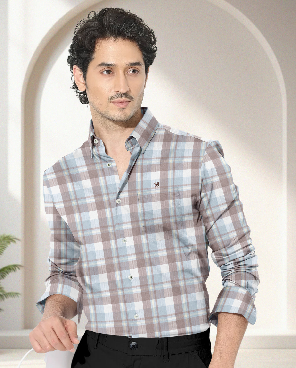 Blacklogy Men’s Premium Slim Fit Cotton Checkered Shirt | Full Sleeves | Stylish Casual & Party Wear Shirt with Pocket