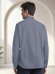 Blacklogy Men's Premium Cotton Sky Blue Double Pocket Shirt