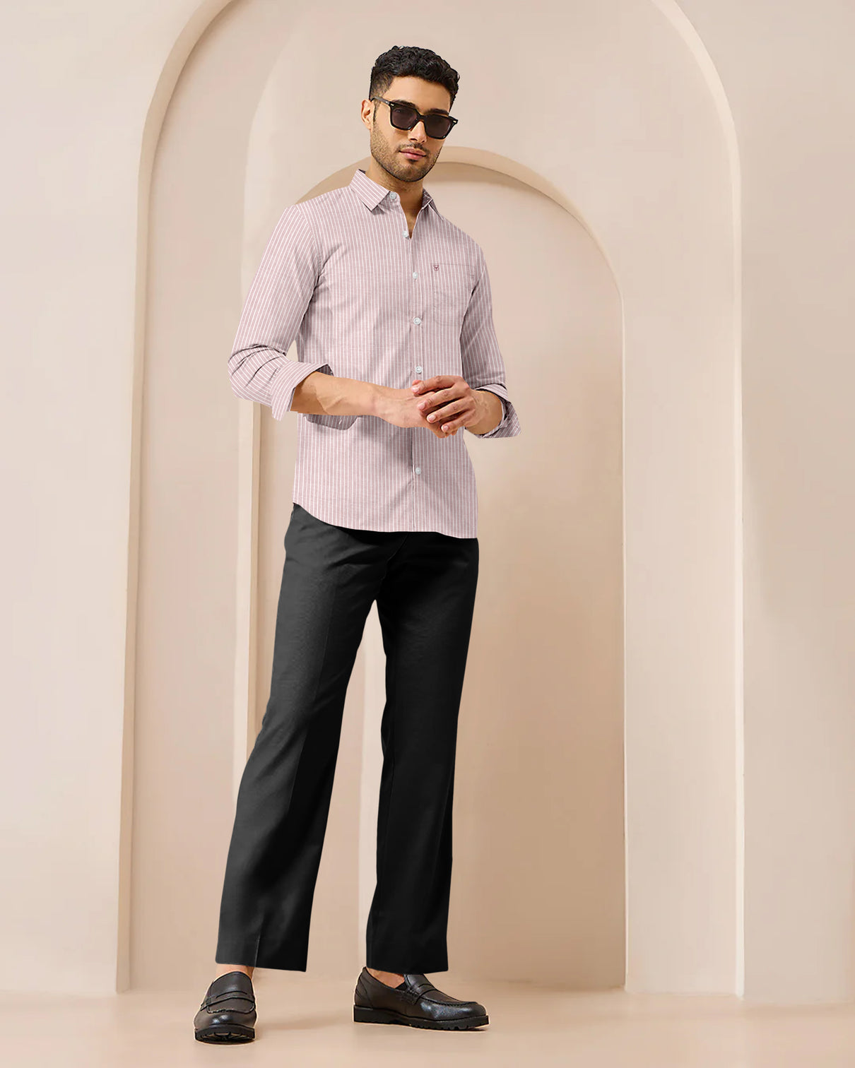 Blacklogy Men's Premium Maroon Vertical Striped Cotton Shirt | Full Sleeve Slim Fit Formal and Casual Shirt for Office & Outing | No Fade | Breathable Fabric