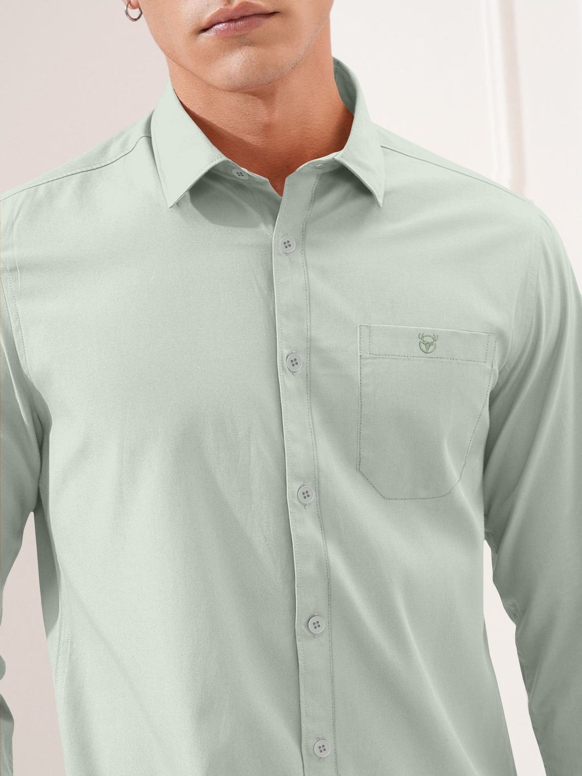 Blacklogy Men's Premium plain Oxford Cotton Pista Full Sleeve Slim Fit Shirt with One Pocket