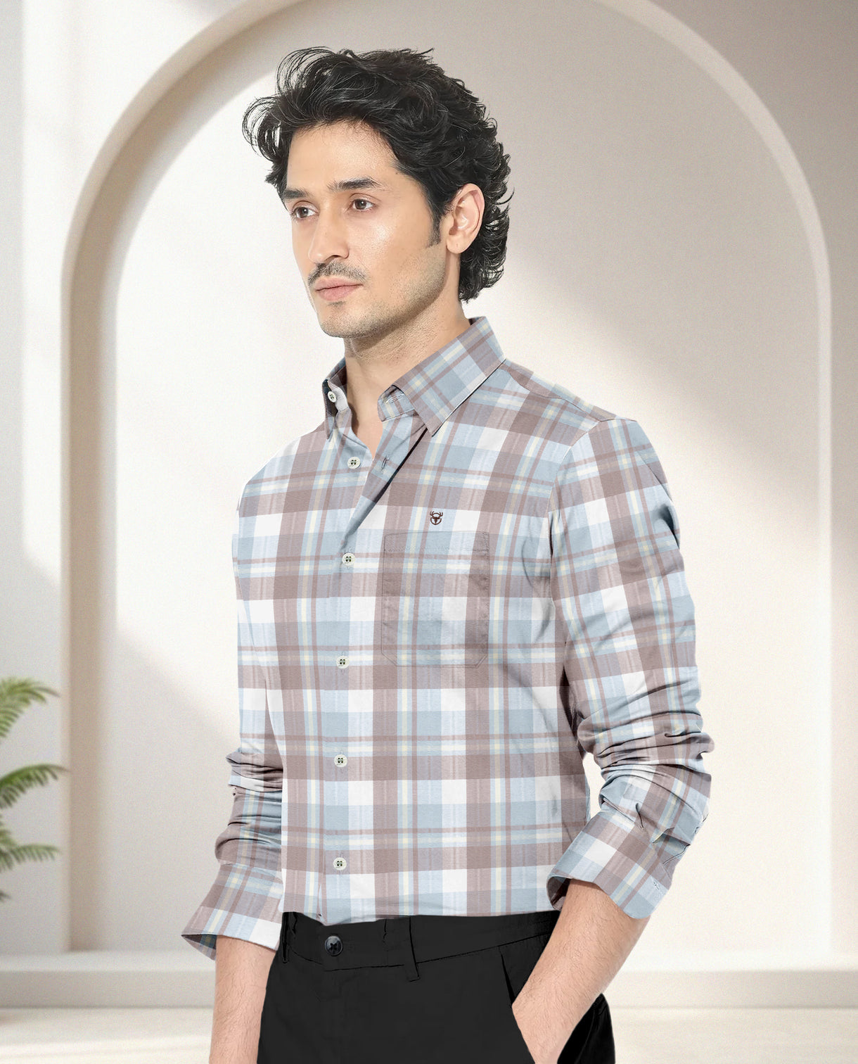 Blacklogy Men’s Premium Slim Fit Cotton Checkered Shirt | Full Sleeves | Stylish Casual & Party Wear Shirt with Pocket