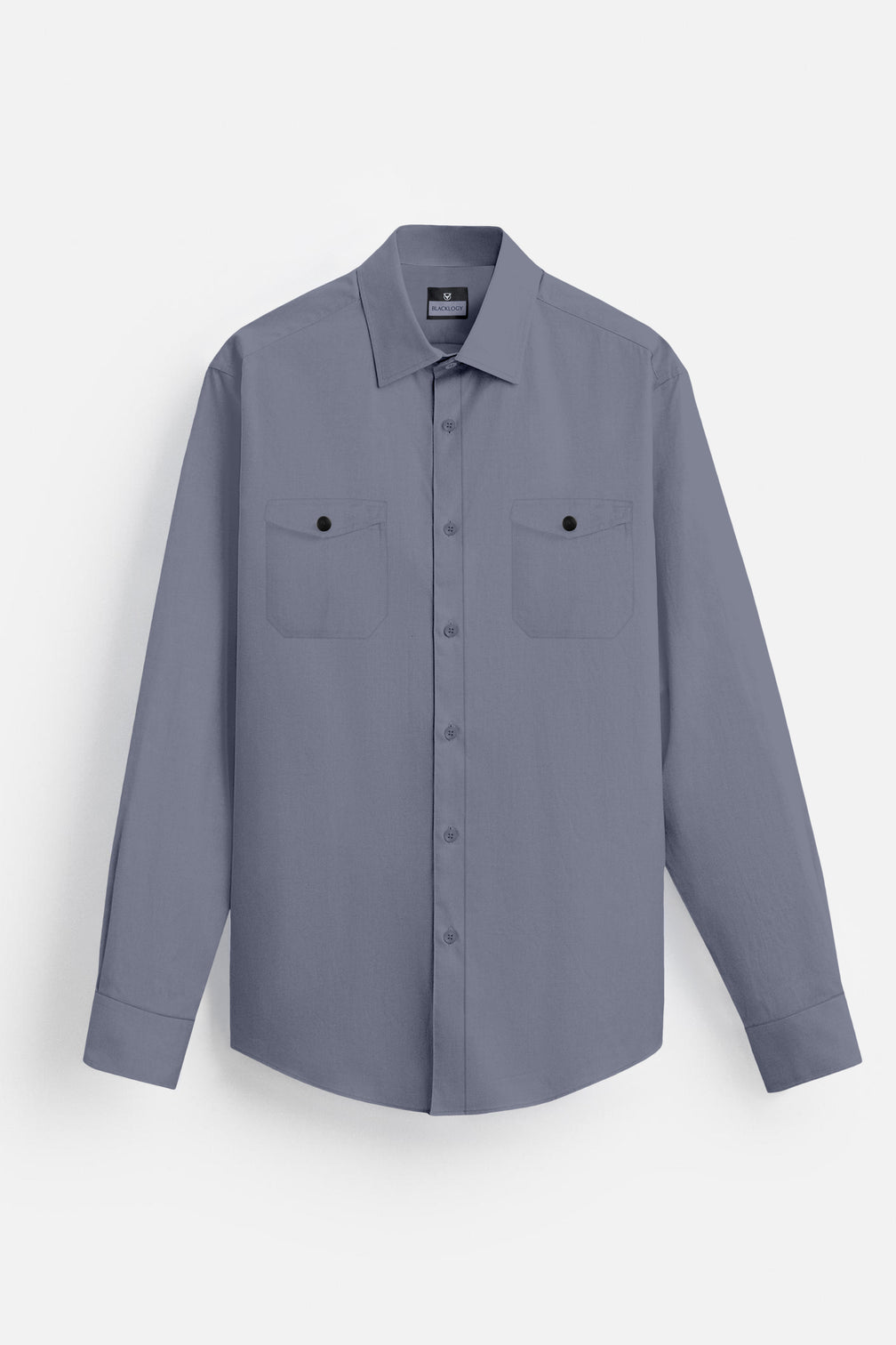 Blacklogy Men's Premium Cotton Sky Blue Double Pocket Shirt