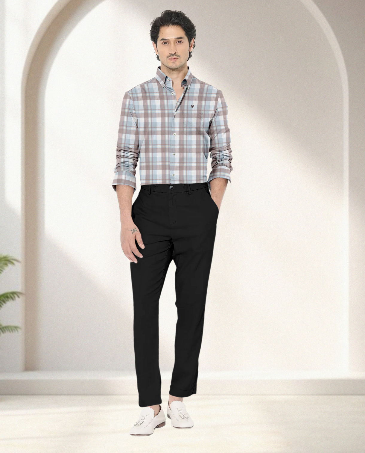 Blacklogy Men’s Premium Slim Fit Cotton Checkered Shirt | Full Sleeves | Stylish Casual & Party Wear Shirt with Pocket