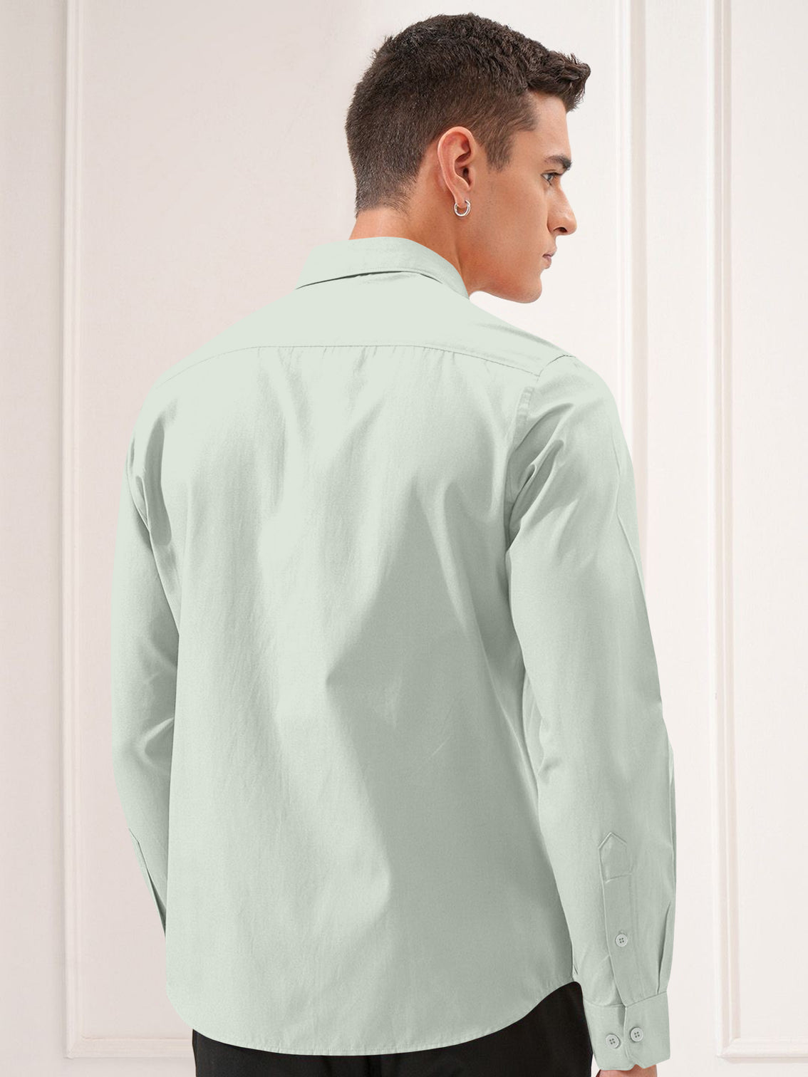 Blacklogy Men's Premium plain Oxford Cotton Pista Full Sleeve Slim Fit Shirt with One Pocket