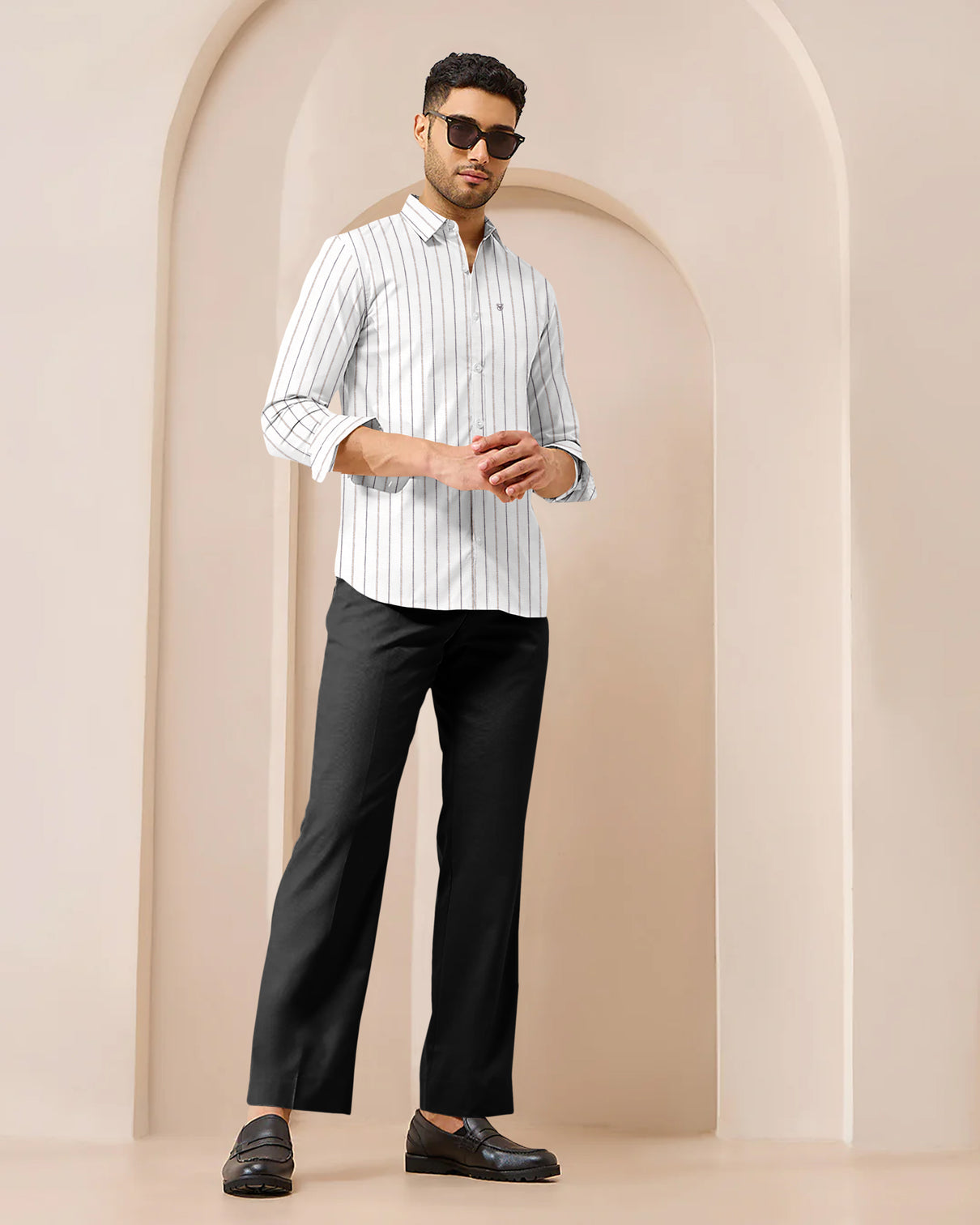 Blacklogy Men’s Premium Striped Shirt – 100% Cotton Casual & Formal Wear | Slim Fit, Full Sleeve, Soft Fabric – Stylish Brown Vertical Stripes