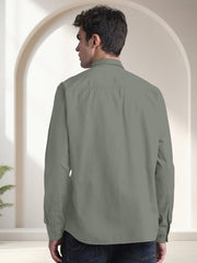 Blacklogy Men's Premium Cotton Light Green Double Pocket Full Sleeve Shirt