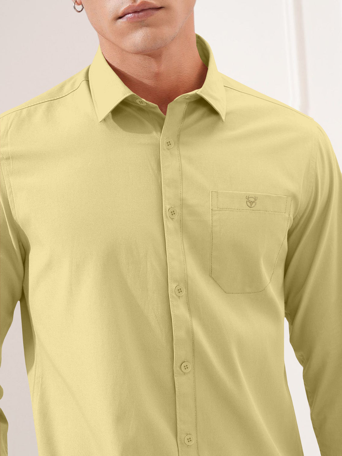 Blacklogy Men's Premium Oxford Cotton Yellow Full Sleeve Slim Fit Shirt with One Pocket